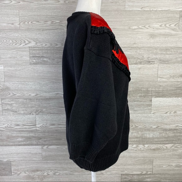 Bonnie & Bill Beaded vtg Floral Red Black Sweater - Picture 4 of 7